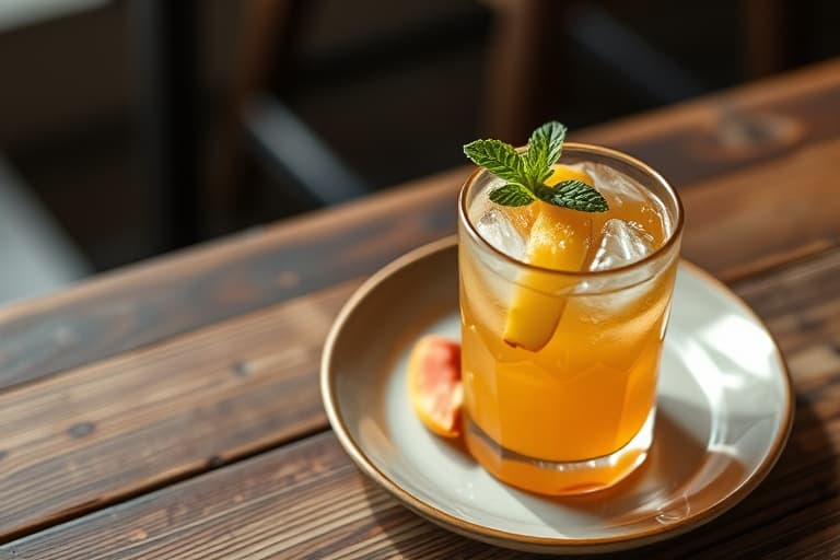 The Deb (Peach-Basil Bourbon Smash) cocktail