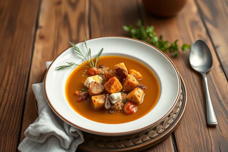 Butternut-suppesuppe med bakte kanel-epler