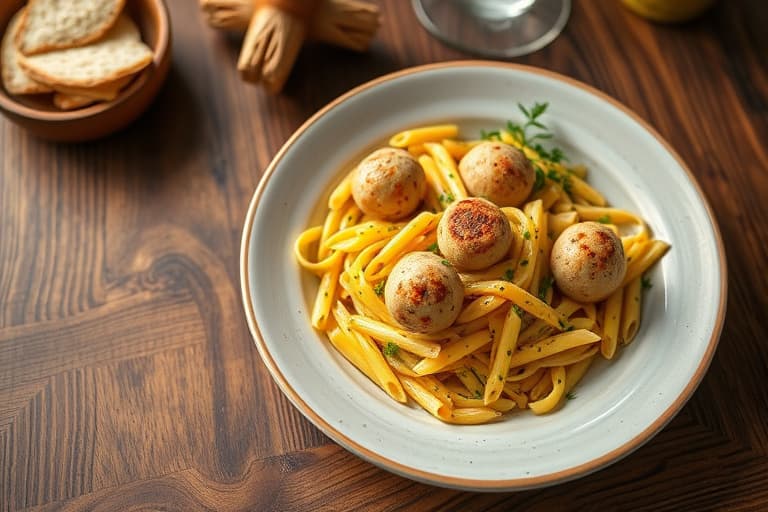 Enkle røykfylte penne og kjøttboller