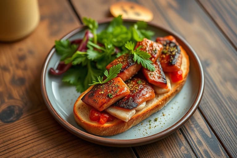 Cubansk stekt svinekjøtt crostini