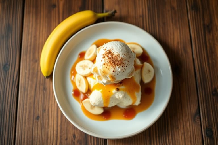 Ristet banan-is-sundae