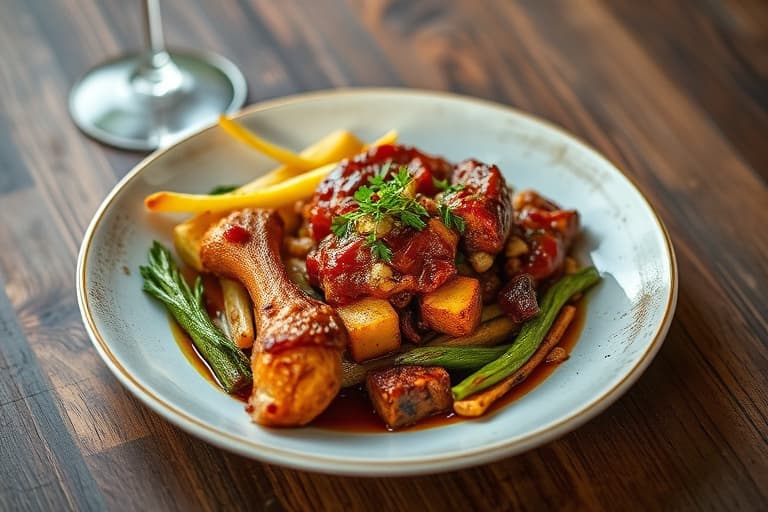 BBQ kylling, grønnsaker og risgryte