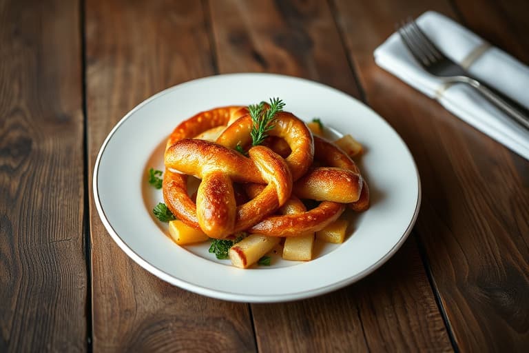 Karamell- og eplebrie-pretzelbiter