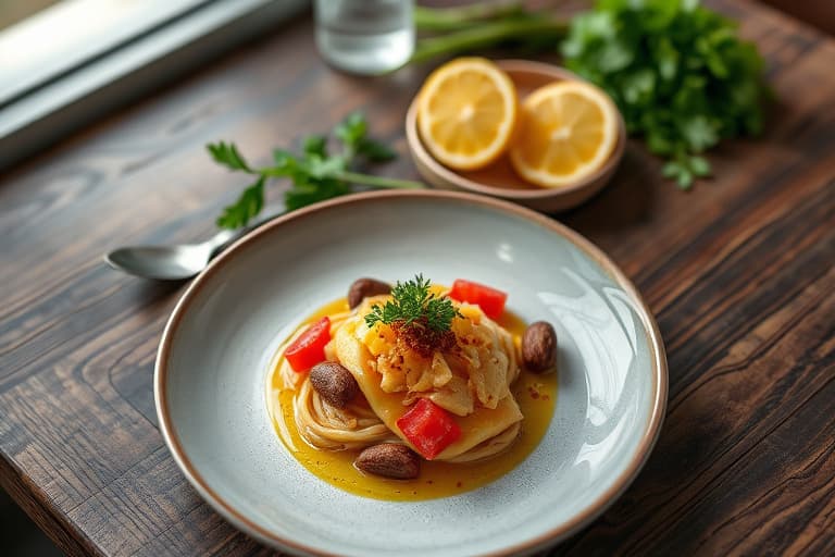 Miso-sitronlaks med grønnsaker