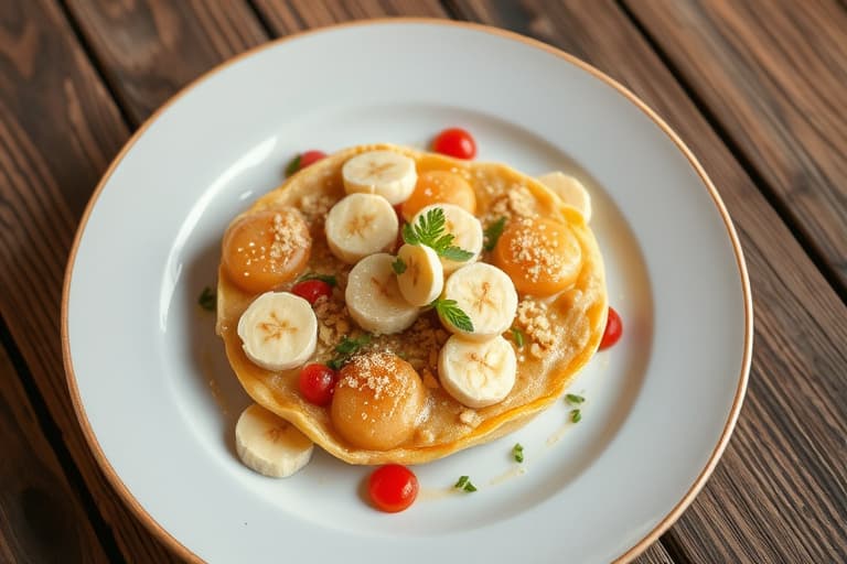 Glutenfri peanøttsmør- og banancrêpe-stabel