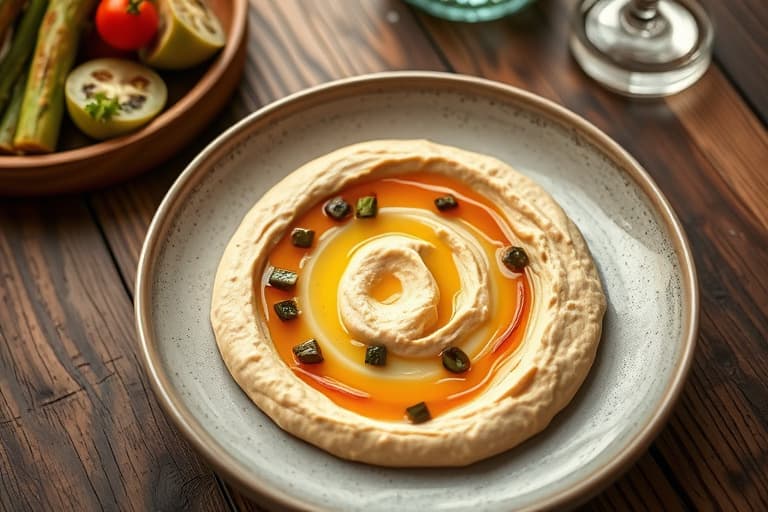 Hjemmelaget hummus med olivensalsa