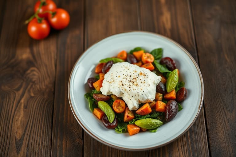 Rask indisk vegetarisk frokost med cottage cheese