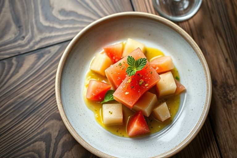 Vannmelon-Granita med søt sitronkrem