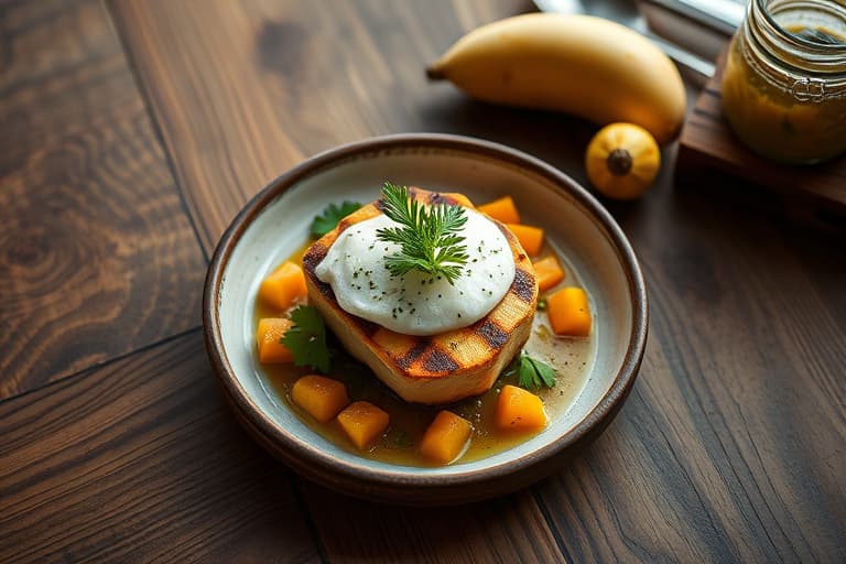 Espetinho av ost av typen Queijo Coalho med ananas (Brasiliansk grillet ost med ananas)