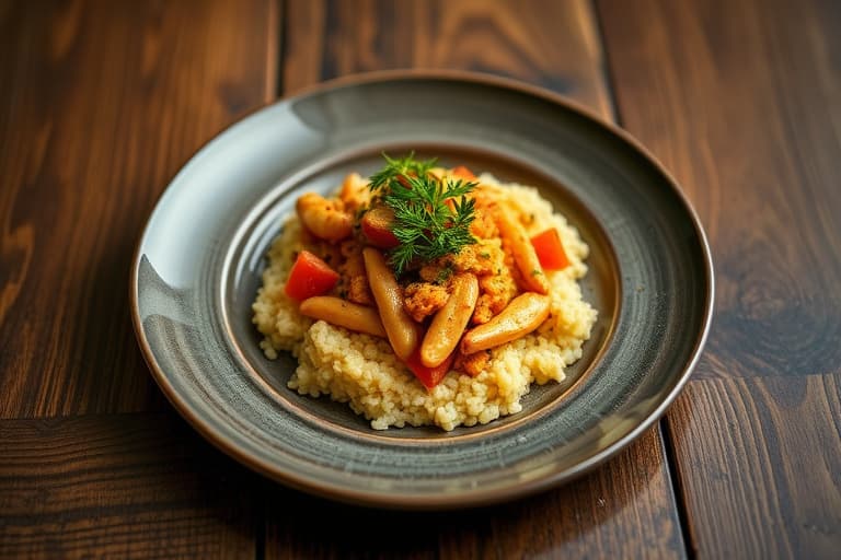 Krydret geitekjøtt- og curryrisotto