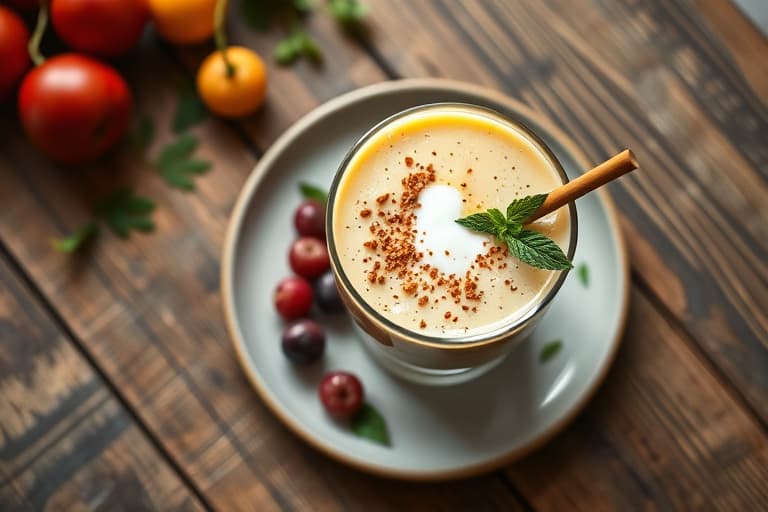 Sunn jordbær- og aprikos-yoghurtsmoothie