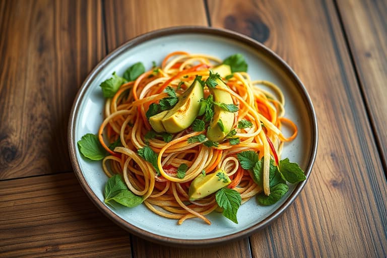 Spiraliserte agurker og jicama-tostadasalat med avocado