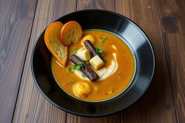 Suppe med svinekjøtt og bambusskudd, servert med skyøre.