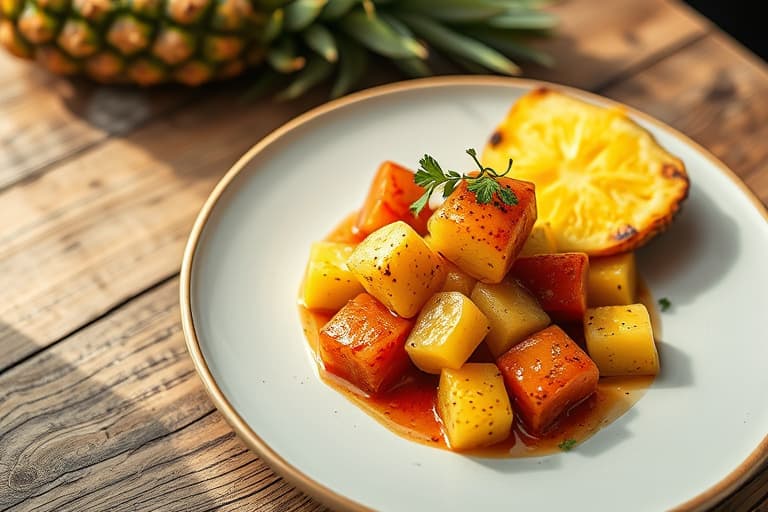 Ristet ananas med krydret rom