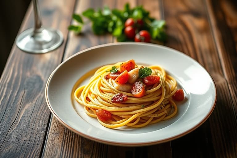 Pasta Rosa med kamskjell