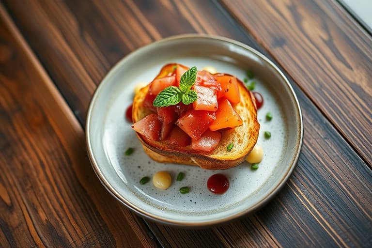 Bacon-omslått fransk toast fylt med frukt