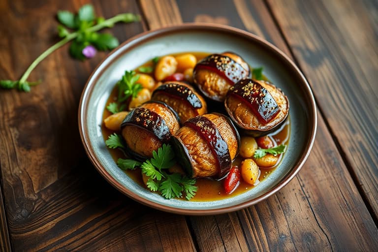 Brinjal (aubergine) i kokosmelk