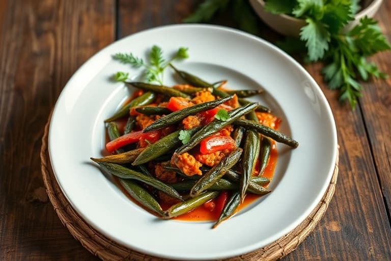 Kadai Bhindi (Indisk stil med okra og paprika)