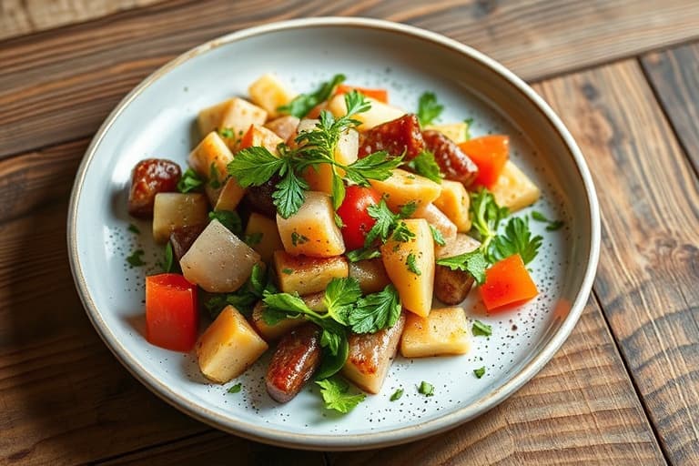 Hakket grønnsakssalat med bønner