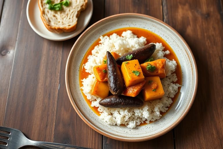 Langsomkokt mild curry med splittede svarte linser