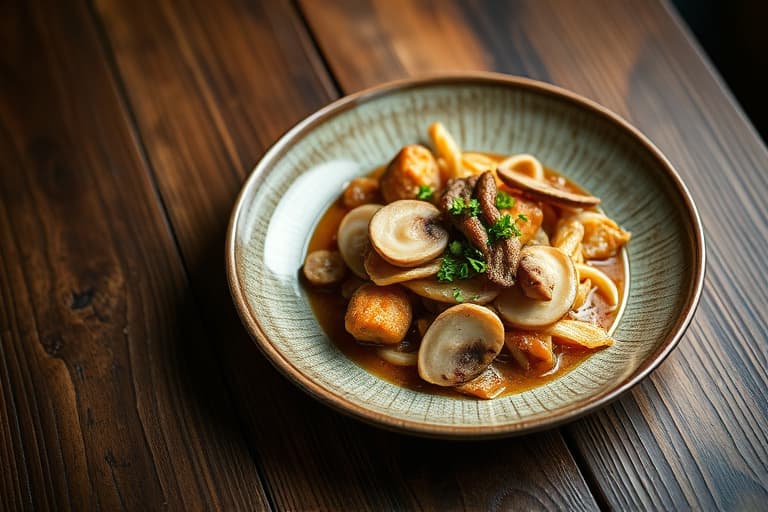 Hengestek med shiitake, tranebær og ingefær