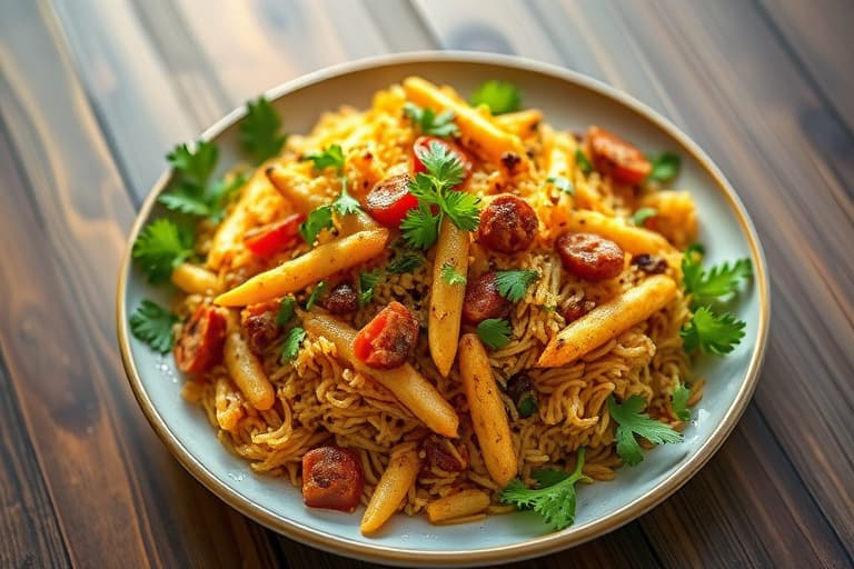 Friterte kyllingbiryani (filippinsk stil)