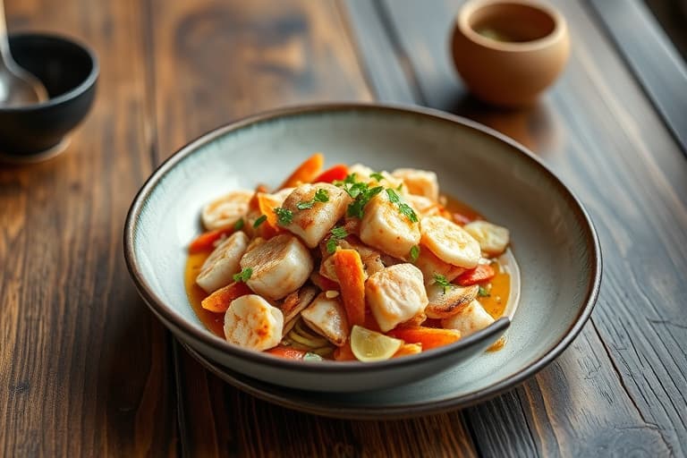 Krydret japansk krabbesalat med nudler