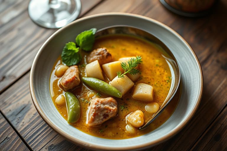 Grønn amarant og kyllingsuppe