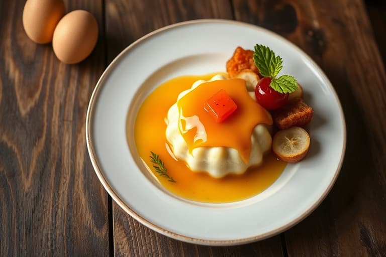 Lett eggepudding med eggekrem og karamellisert sukker