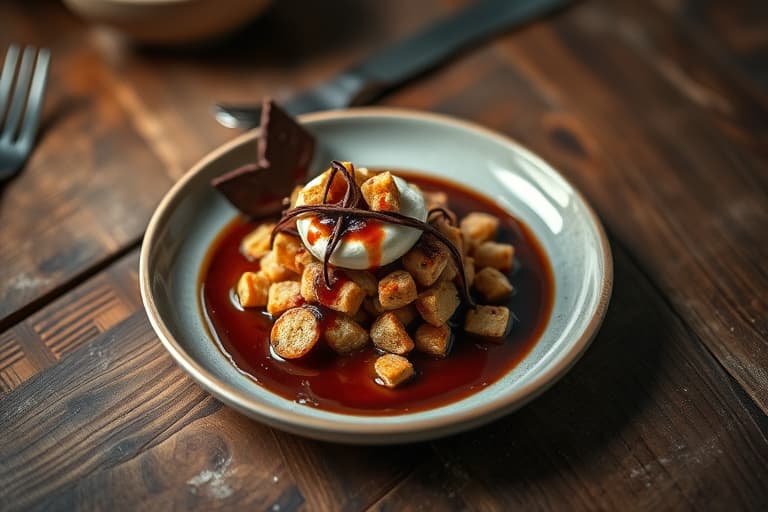 Karamellisert brødpudding med sjokolade og kanel