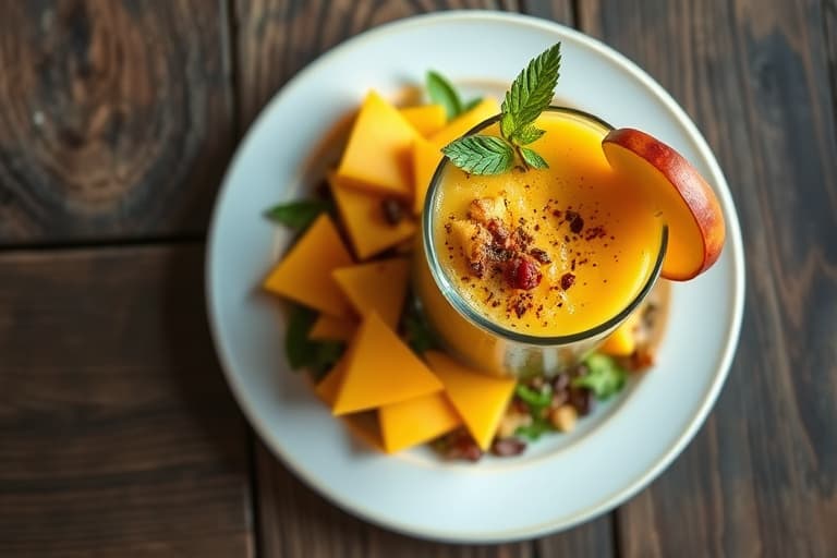 Mango-, mynte- og ananasmoothie