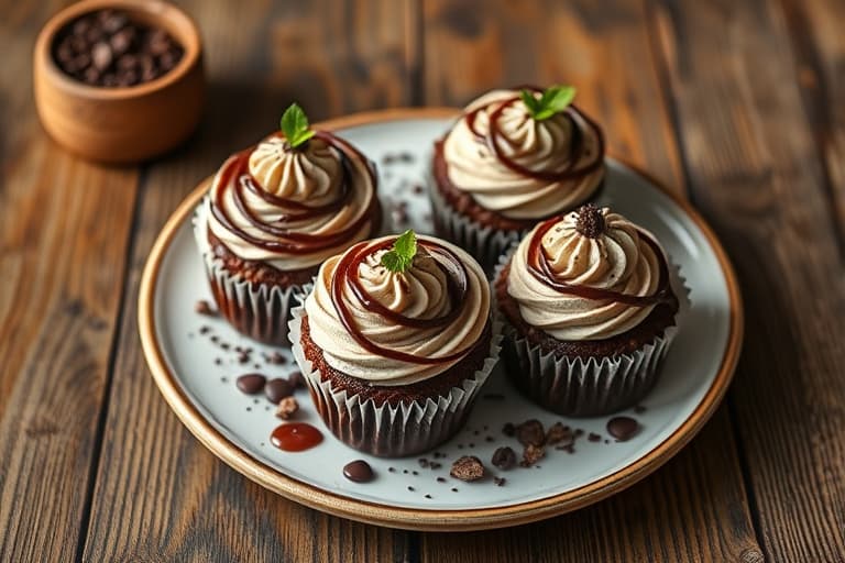 Sjokoladekrem- og peanøttsmørfylte cupcakes