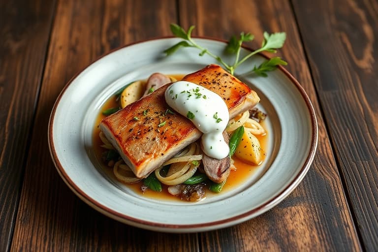 Røstet laks med horseradish crème fraîche