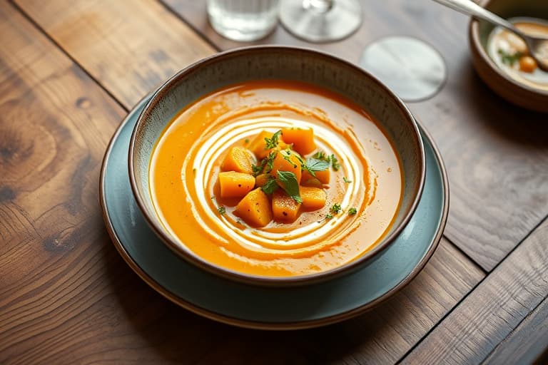 Kremet butternut squash-suppe med kanel