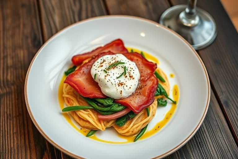 Kylling innbakt i bacon fylt med spinat og ricotta