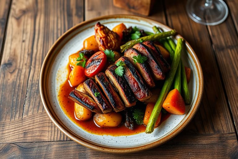 Mixed Grill med kirsebærcola-barbecuesaus