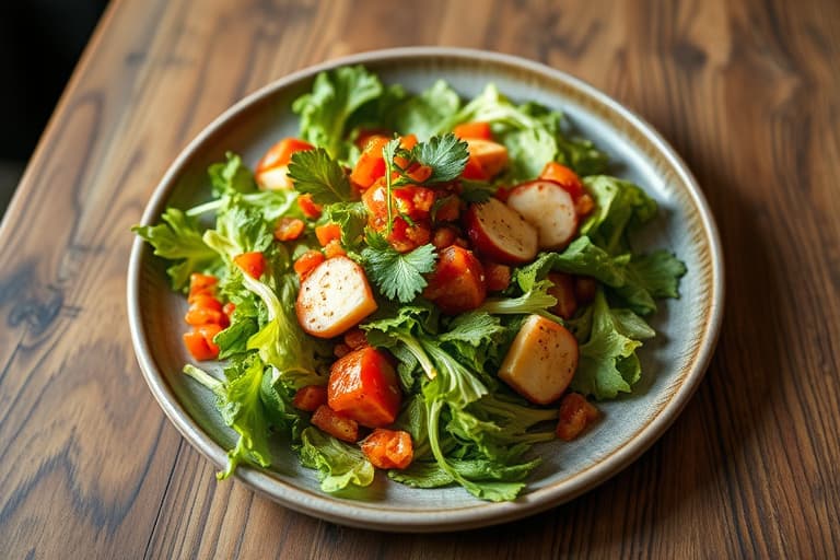 Flankesteksalat med frisée og salsas med brent paprika