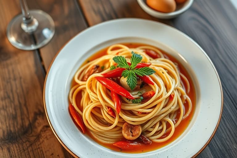 Linguine med chili, krabbe og vannkresse