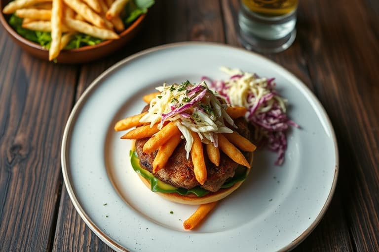 Friterte kyllingburger med coleslaw og krydret majones