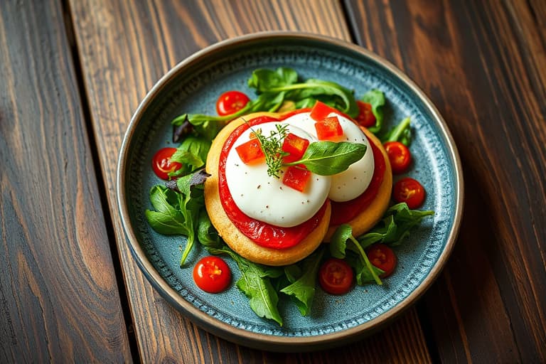 Crostini med burratapølse, rosa pepper og ruccola