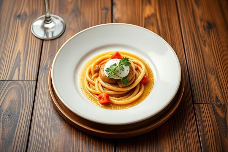 Linguine med urtesuppe og blåskjell