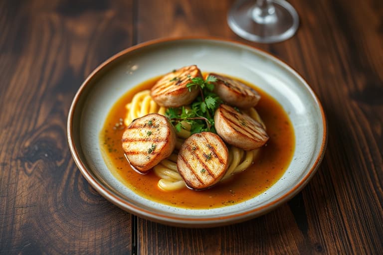 Skalldyrkok med krydret grønn dippesaus