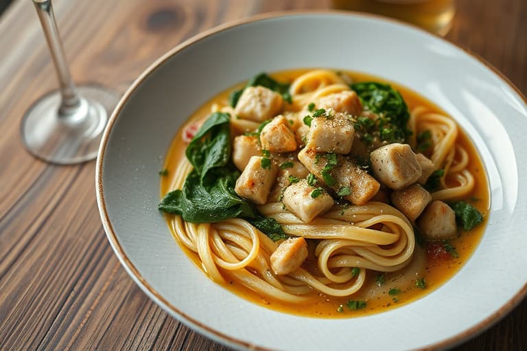 Svinekjøtt- og escarolesuppe med pasta