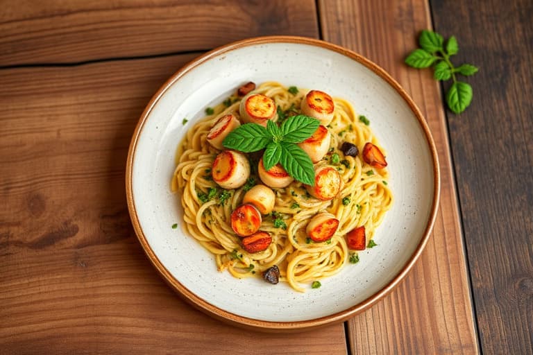 Orzo med grillet reker, sommergrønnsaker og pesto-vinaigrette