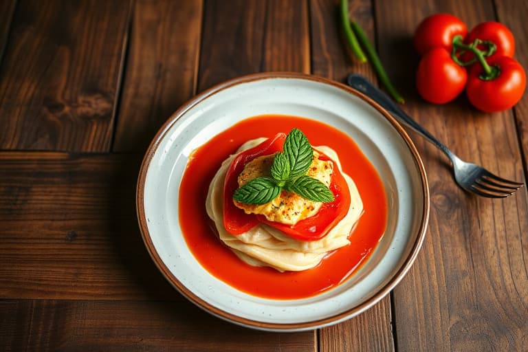 Rød pepper-rouille og reke-toast