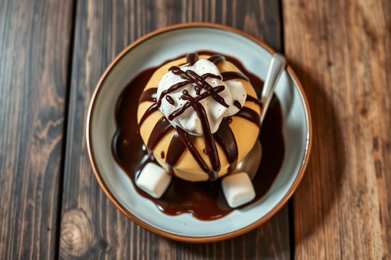 Kaffe-, sjokolade- og marshmallow-sundaer