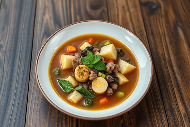 Biff-, bygg- og grønnsakssuppe