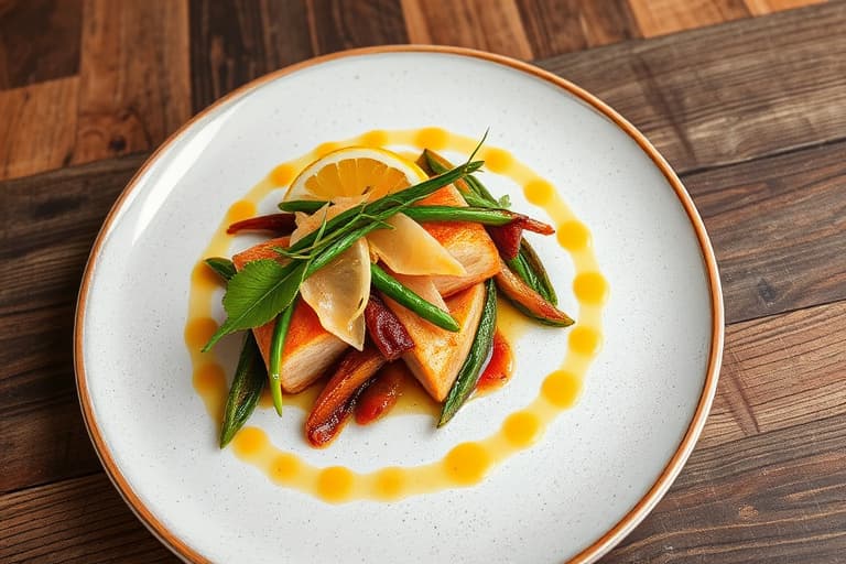 Bakt gresskar med sitron, sauterte grønnsaker og ristede spisskummen-dressing