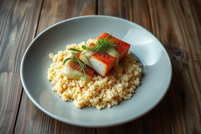 Fennikel-krustet Ahi-tuna med sitron-aioli over couscous