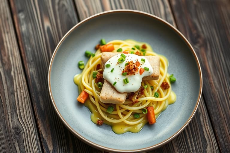 Sprø lammerygg med honning- crème fraîche og hakket ertesalat